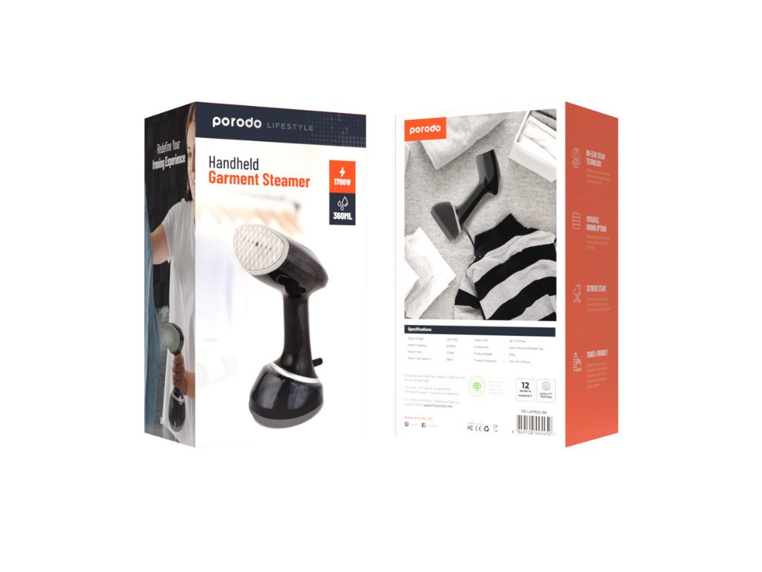 Porodo Lifestyle Handheld Garment Steamer - Black | Qatar Porodo Lifestyle Handheld Garment Steamer - Black | Qatar